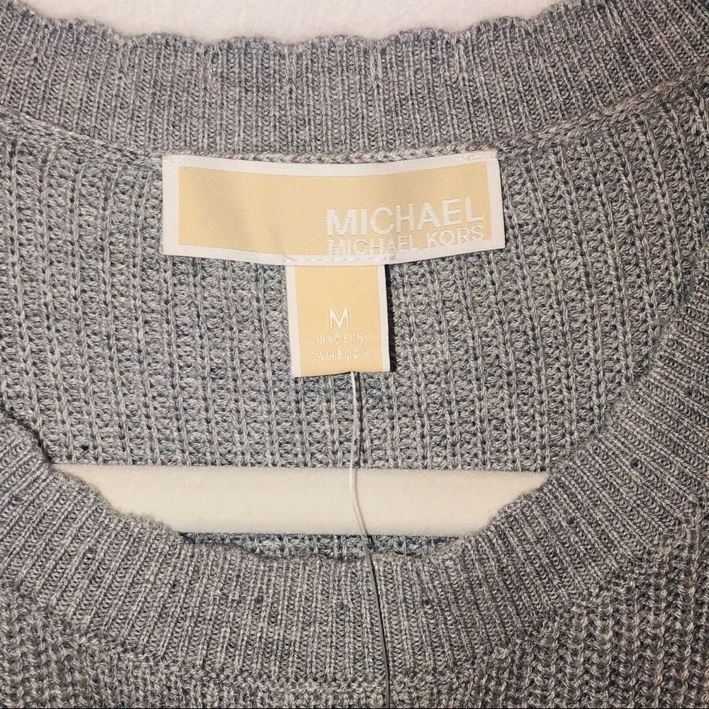 NWT Michael Kors Gray Lace Up Front Knit Sweater Size Medium